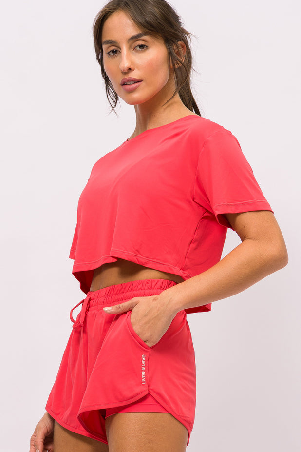 Short Arredondado Poliamida com Bolso Melancia