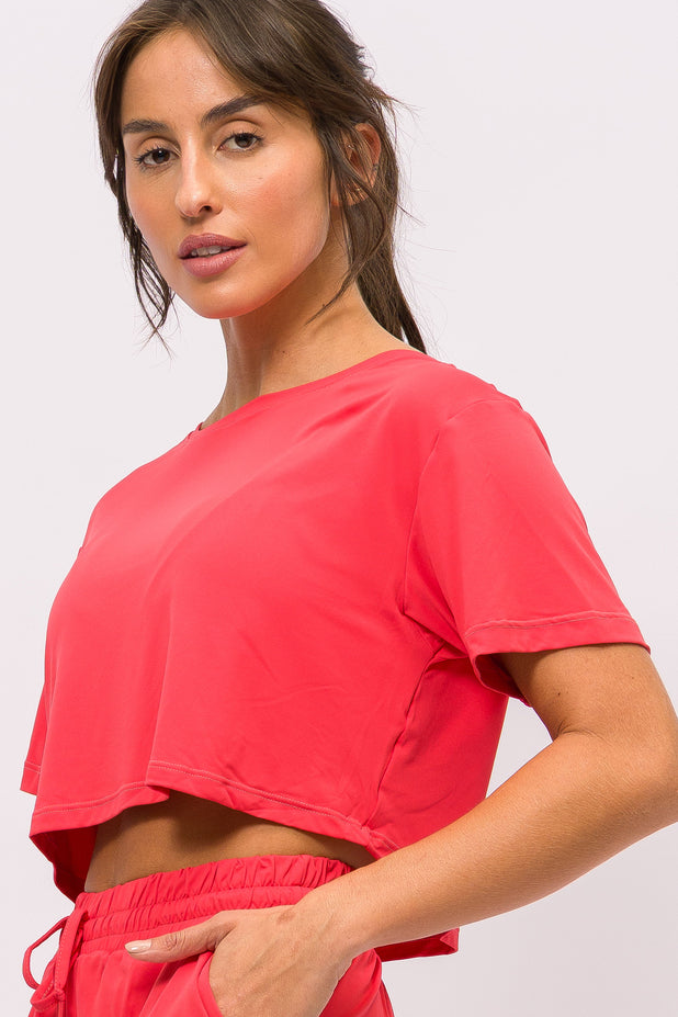 T-Shirt Cropped de Poliamida Melancia