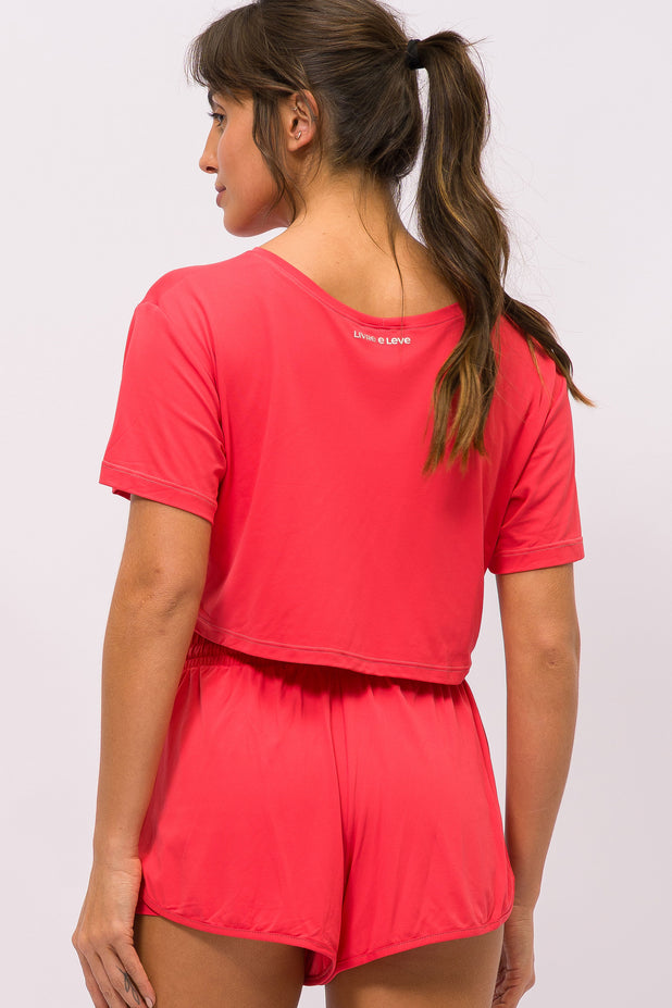 T-Shirt Cropped de Poliamida Melancia