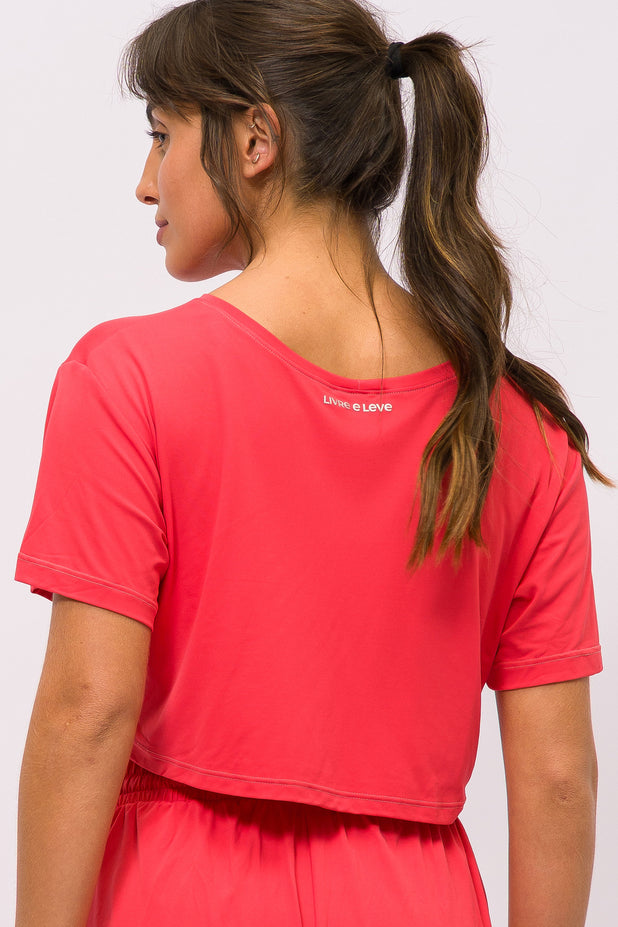 T-Shirt Cropped de Poliamida Melancia