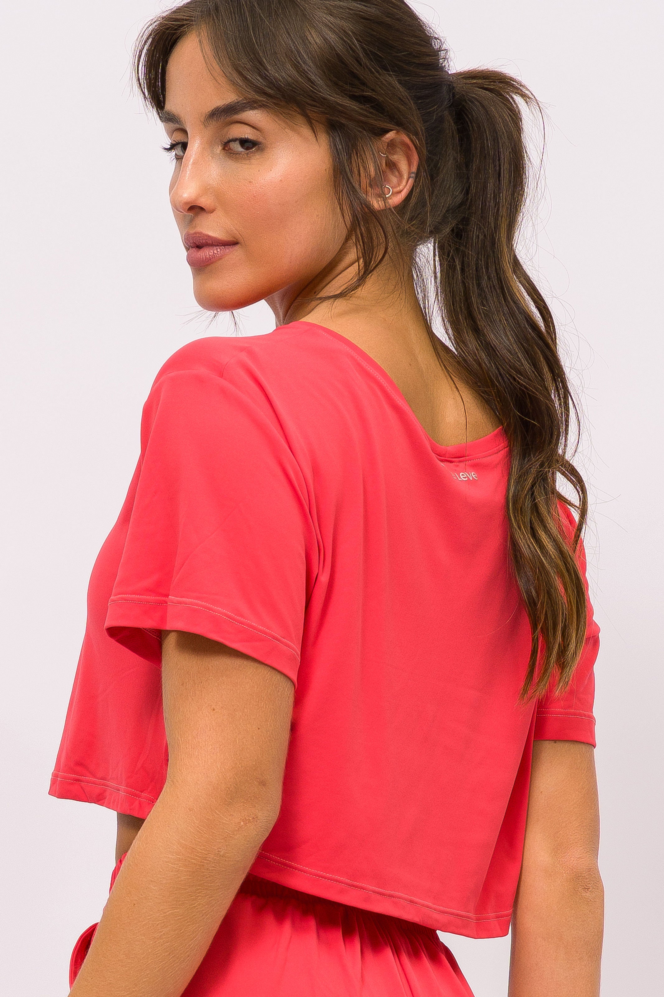 T-Shirt Cropped de Poliamida Melancia