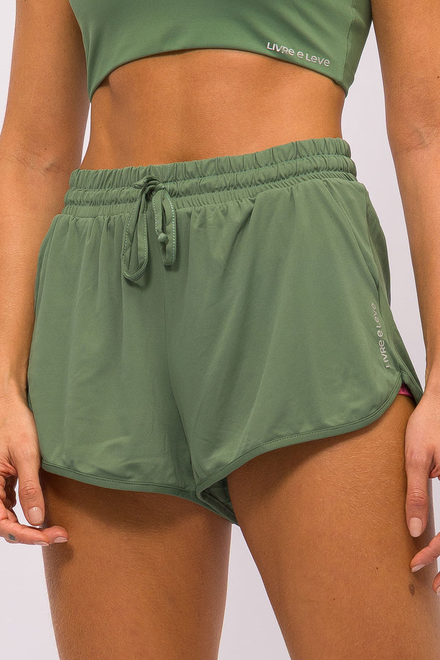 Short Arredondado Poliamida com Bolso Agave