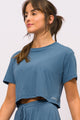 Conjunto Cropped Gota e Short Saia Real Teal