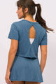 Conjunto Cropped Gota e Short Saia Real Teal