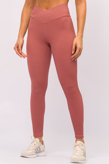 Legging Chevron Cós Transpassado Texturizada Rose