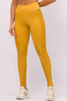 Legging com Recorte Canelada Mostarda
