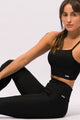 Legging Canelada com Recortes Preta
