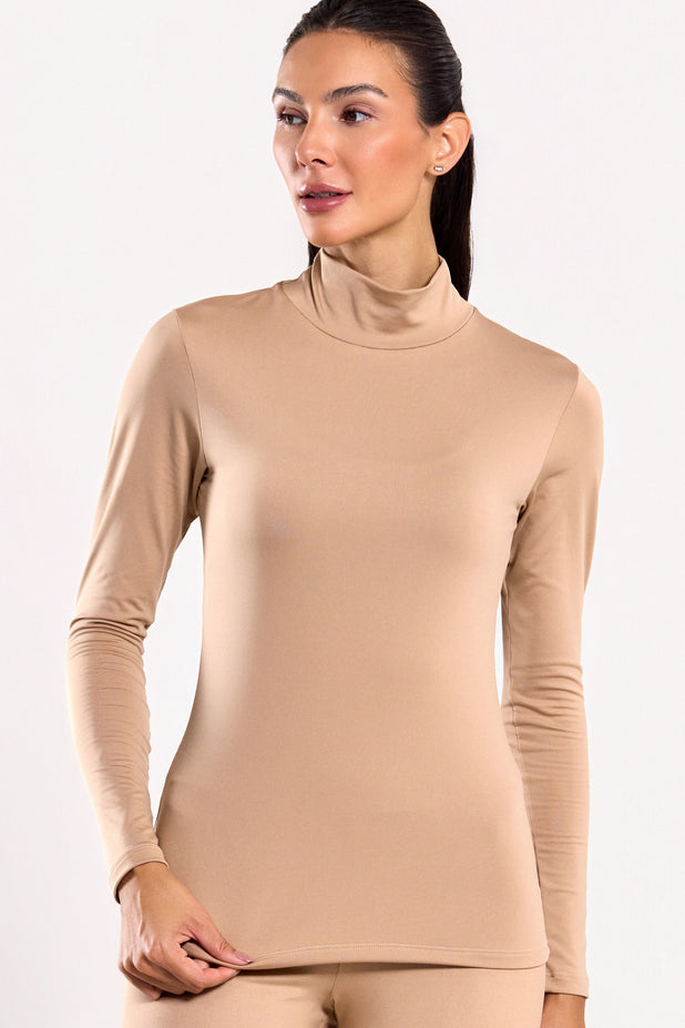 Blusa Térmica Gola Alta Bege
