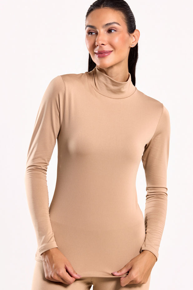 Blusa Térmica Gola Alta Bege