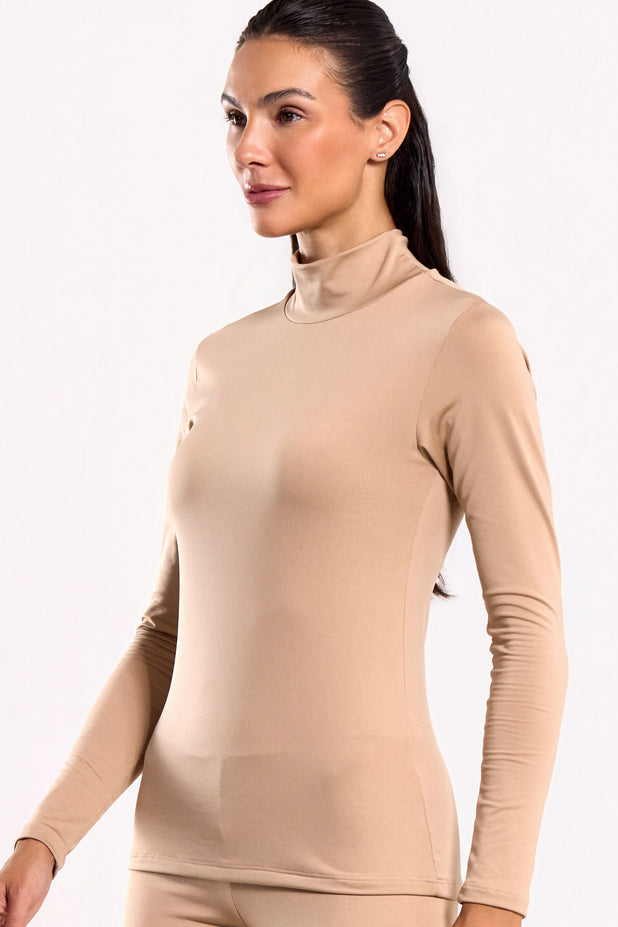 Blusa Térmica Gola Alta Bege