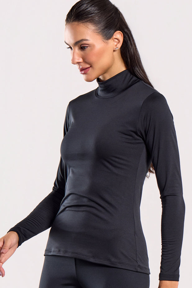 Blusa Térmica Gola Alta Preta