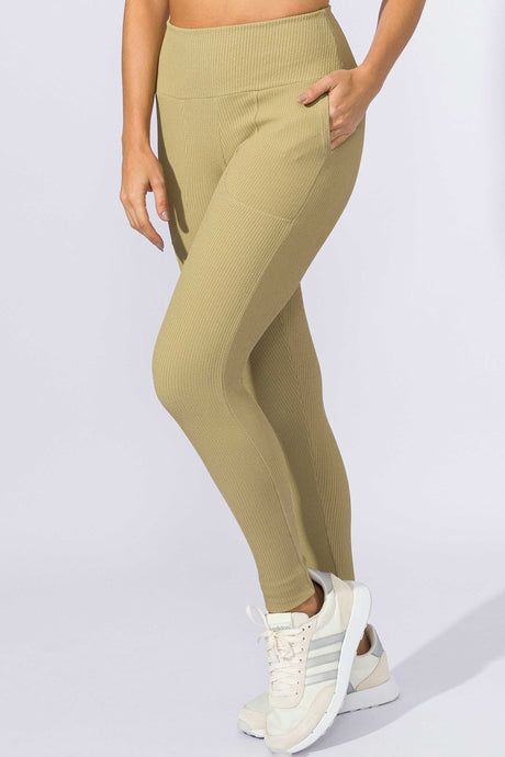Legging com Bolsos na Frente Textura Verde