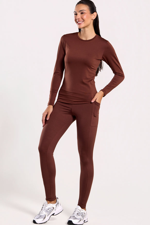 Legging Térmica com Bolso Marrom